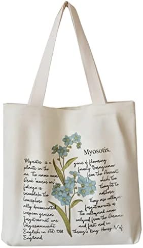 Цветно платно торба торба за ботаничка торба за купување естетска цветна торба торба платно за намирници за жени трендовски тоте
