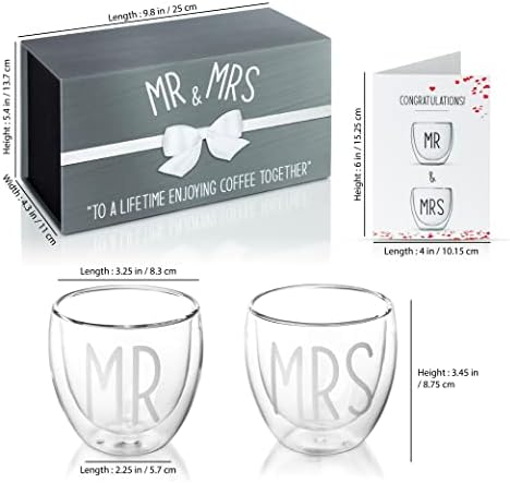 Мм Креации Г-дин &засилувач; Г-Ѓа Кафе Чаши Подарок КУТИЈА: Види преку топлинска изолација Чаши За Младоженецот и Невестата,