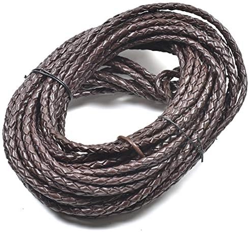 5 мм кафеава плетенка кожен кабел од 10 мт должина
