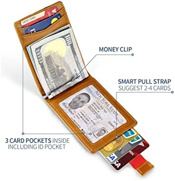 Паричник на држач за картички Gojoamoy за маж и жени ， тенок палто за влечење на паричникот со ракав, минималистички предниот џебниот паричник