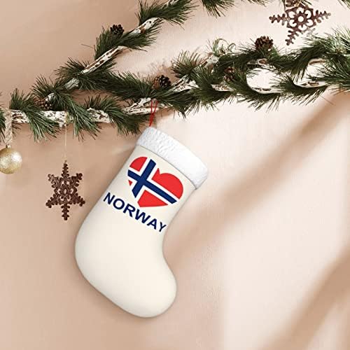 QG ZZX Loveубов Норвешка Божиќно порибување Божиќни чорапи камин виси чорап 18 инчи за одмор