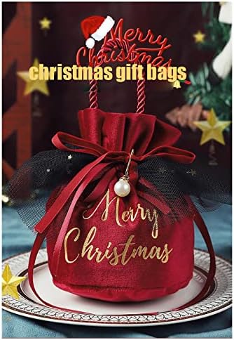 ЗУАСЕ Чанти За Влечење Украси 10 Парчиња Божиќни Чанти За Подароци Деца Со Рачки Мали Кутии За Пакување Торби За Бонбони Божиќни Чанти за Роденден