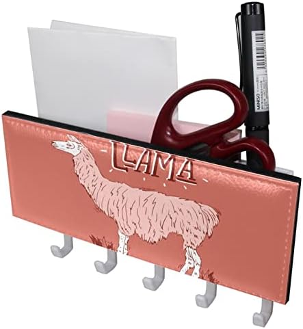 Организатор на рак на розова лама алпака со 5 куки wallидни кујнски полици за кујнски решетки Мултифункционална полица за складирање