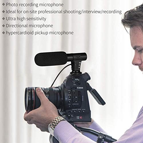 Микрофон за микрофон на камера со боксер за канон, Sony, Nikon, DSLR камера | Микрофон за интервју за фотографија со интерфејс од 3,5 мм