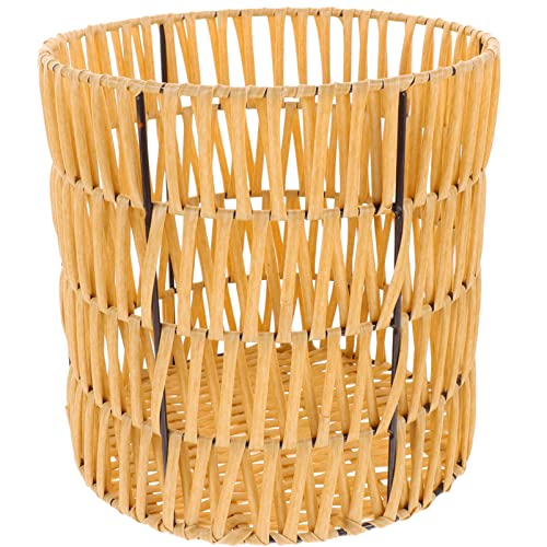 Amosfun Office Decor Decor Hepper Rattan Trash Can Can Desktop Trash Can Can Meagrass отпад за бањи кујни Домашни канцеларии занаетчиски