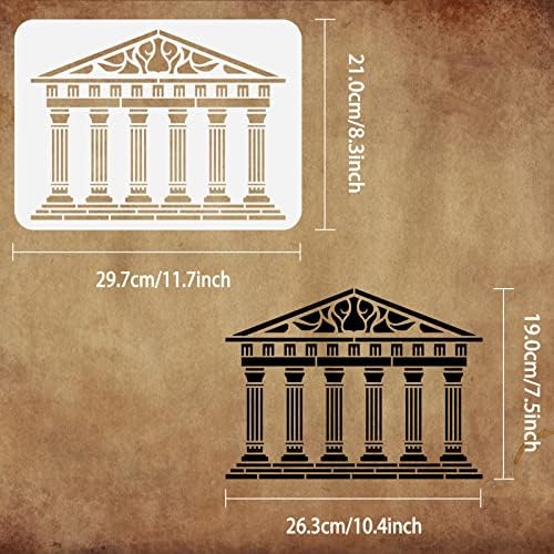 Прсти на грчки храм матрил 11,7x8.3 инчи еднократно античка архитектура матрица шупнат 6 камени столбари згради цртање матрица занаетчиски