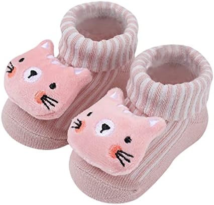 Девојки чорапи бебе новороденче новородено памучно лизгање чорапи со цртани чорапи за мали плодови за бебиња подна чорапи