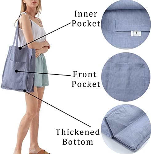 Амашију ленени торбички торбички за еднократна употреба на намирници бохо торбички за купување со џебови
