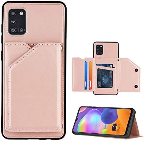 Case Galaxy A31, случај на Samsung A31, Dooge Premium Leather Creder Carts Holder Stand Case Double Magnetic Class Traible ShockProof
