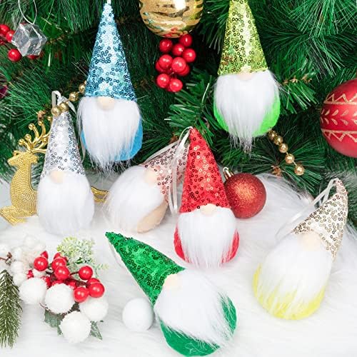Божиќно дрво виси гноми украси, 12 пакувања шведски кадифни украси на елф, рачно изработени скандинавски Дедо Мраз за Божиќни