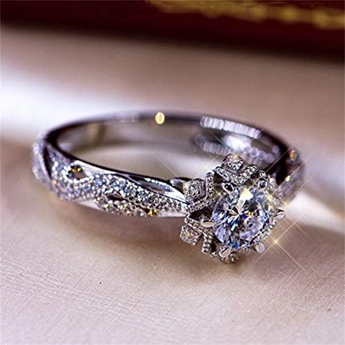 2023 Нова убава свадба дијамантска гроздобер ангажман прстен женски сребрен бенд прстени брановиден прстен