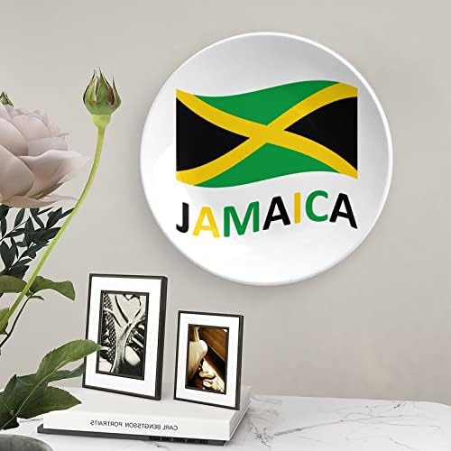 Јамајка Знаме Коска Кина Декоративна Плоча Керамички Плочи Занает Со Штанд За Прикажување За Декорација На Ѕидови Во Домашна Канцеларија