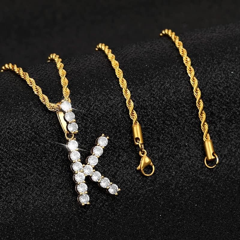 T3STORE A-Z Почетна букви ѓердани моден циркон за жени златен ланец на буква Азбучен ѓердан накит-72068