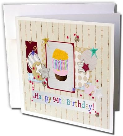 Колаж со starsвезди од 3drose, cupcake и свеќа, среќен 94 -ти роденден - честитка, 6 x 6, сингл