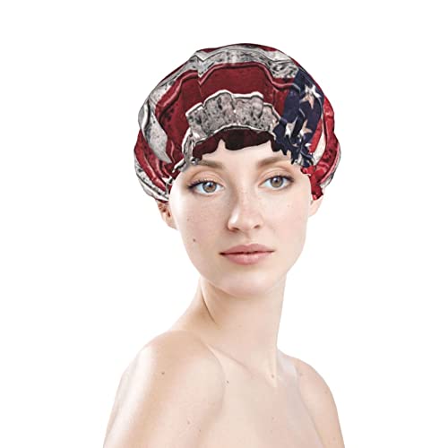 Womenените што можат да се користат затегнати капа за коса, американски британско знаме wallидови двојни слоеви водоотпорен туш капа за