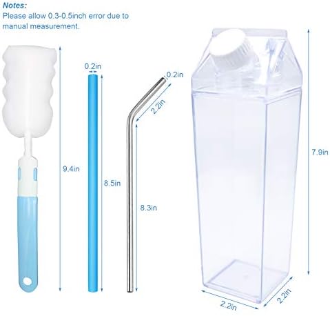 BAC -кујна 2 пакувања 17oz млеко од шише со вода од млеко - чисти квадратни шишиња со млеко БПА бесплатно преносно шише со вода