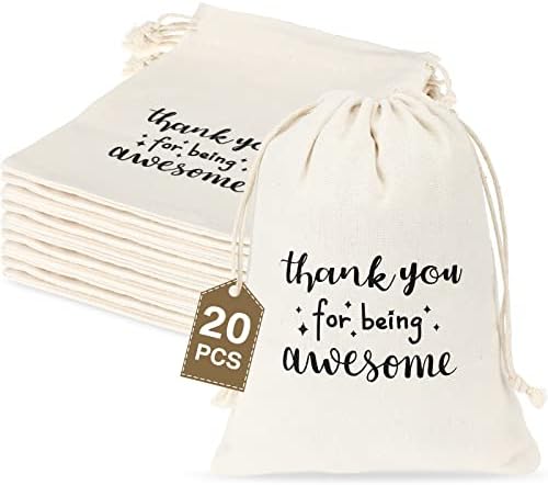 Фумете 20 Парчиња Торби За Врвки за Подароци 5 х 7 Инчи за Вработен, Колега, Колега, Ви Благодариме Што Сте Одлични Чанти, Ви Благодариме Торби