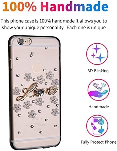 Како-Зеке Елегантна Телефонска Кутија Компатибилна Со Samsung Galaxy S22 6,1 инчи 2022, Bling Handmdae Серија Мали Цвеќиња Љубов Дизајн