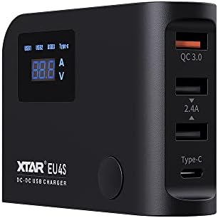 XTAR EU4S 4 Порт USB СТАНИЦА ЗА Полнење, 10~24v USB Центар ЗА Полнење со Автомобил Полнач ЗА XTAR SP100 Соларен Панел
