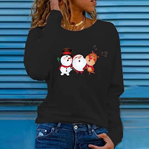 Akollsppnsy sweatshirts omenените Божиќни печати кравјо вратот маица задебелување на преголеми женски врвови со долги ракави