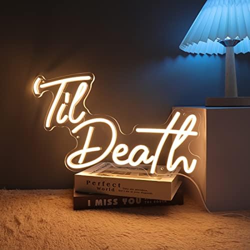 ПЛАНЗО ТИЛ Смртта предводена неонска светлина знак wallиден декор спална соба готска венчаница за домашни украси предлог за