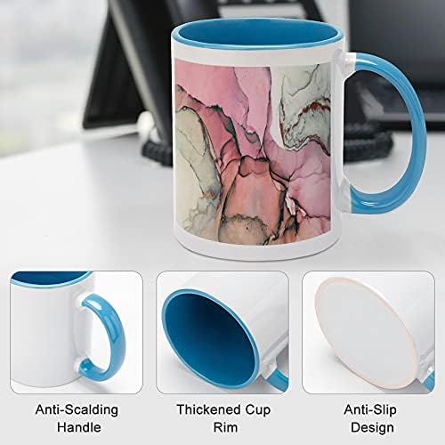 Боја Апстрактно Сликарство Керамички Кафе Кригла Со Боја Внатре И Се Справи Со Чај Чаша За Жени Мажи сини стил