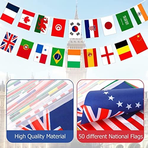 25 метри Знаме Синџир Бантинг со 100 случајни Земји Знамиња Совршени Украси За Бар, Забава, Фестивал, Спортски Клубови, Фестивалски