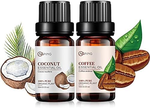 Есенцијални масла за кафе и кокос - чисти органски природни растителни масла за дифузер, ароматерапија, бањата, масажа, јога,