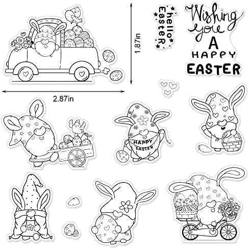 Велигденски гноми чисти гумени марки за правење картички и списанија, велигденски зајаче јајца транспарентни силиконски марки симпатични марки
