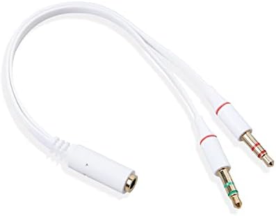 QDISHI 2PCS Кабел за сплитер на слушалки за компјутерски 3,5 mm женски до 2 двојни 3,5 mm машки слушалки микрофон аудио y сплитер кабел за сплитер
