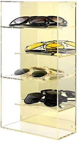 MyGift Wallид монтиран за складирање на држачи за очила за сонце, чиста акрилна очила за прикажување на очила со полици со огледало