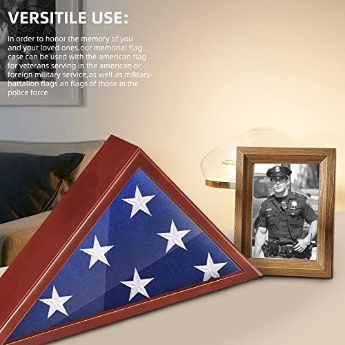 Случај за прикажување на знамето на Данф со преклопено 5 'x 9,5' Американски ветерански погребно знаме, сет на куќишта од дрвена