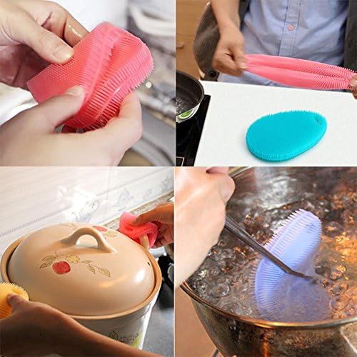 Juju трговски центар-мек силиконски сунѓер чистач кујна алатка овошје чистење за миење домаќинство чистење на домаќинството
