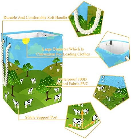 Униси Млечни Крави Фарма Пејзаж Голема Корпа За Складирање Преклоплива Перална За Расадник И Детска Соба