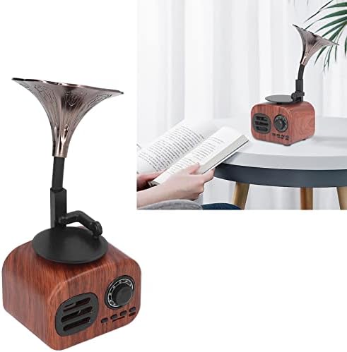 PLPLAAOBO Безжичен звучник за грамофон, Гроздобер безжичен звучник 5W USB рехран со ретро -ретро Bluetooth за подарок за канцеларија за домашни