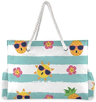 Торба со плажа на Алаза, ананас со очила Сонцето цвеќе торбички торби за кампување, вежбање