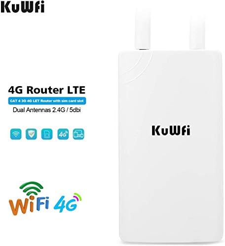 KUWFI водоотпорен на отворено 4G LTE CPE SIM картичка WiFi рутер 150Mbps CAT4 SIM LTE рутери работат со IP камера или надворешна покриеност