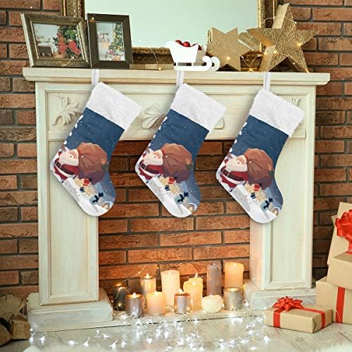 Пимилагу Божиќ Дедо Мраз Божиќни чорапи 1 пакет 17,7 , виси чорапи за Божиќна декорација