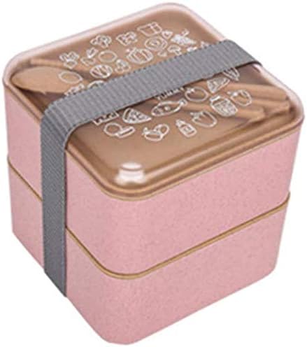 Кутија За Ручек Кутија 2 Нивоа Бпа Бесплатно Со Прибор За Јадење За Повеќекратна Употреба Кутии За Ручек Во Јапонски Стил замрзнувач за микробранова