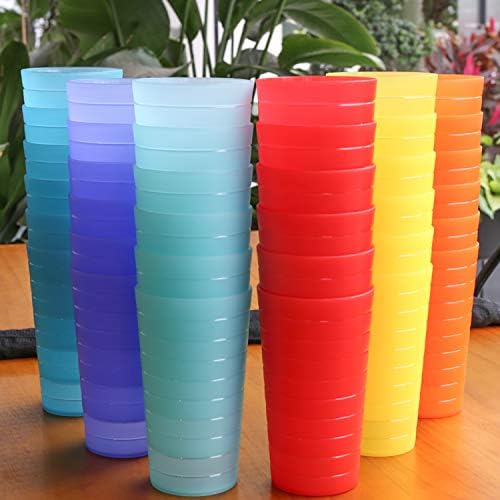 Аојит Пластични Тамблери Чаши За Пиење Комплет Од 12 | Отпорни На Кршење 22 Мл Пластични Чаши | 6 Избрани Бои Квалитет На Ресторанот | Бпа