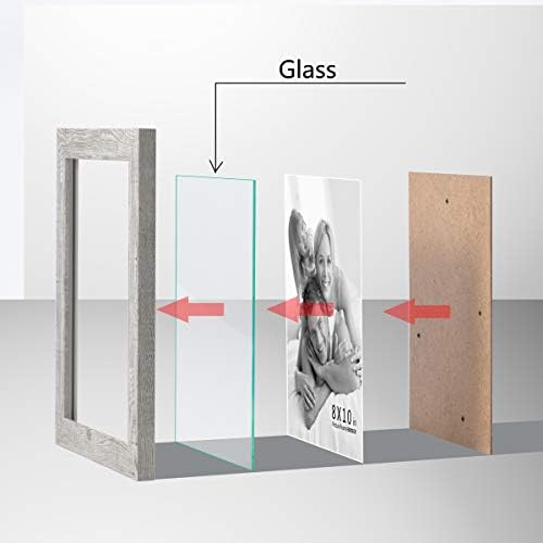 Boichen Рамки за слики 8x10 сет од 4 пакувања - Рустикална потресна рамка на фармата - рамка за фото со стаклен лист за фаќање подготвена