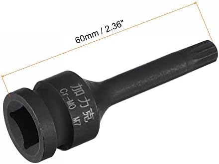 Uxcell M7 приклучок за бит на удар, 3/8 квадратен погон со должина од 60мм со должина на метрички големини