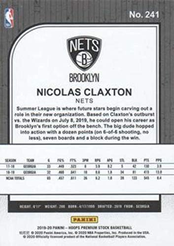2019-20 Panini Hoops Premium Stock Treetue 241 Nicolas Claxton Brooklyn Nets RC RC Rokie NBA кошарка Трговска картичка