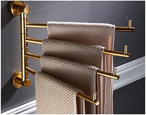 Доверлива занаетчија 35см Европска златна алуминиумска легура за ротирање на пешкир за пешкири за бања, држач за месинг за крпи за