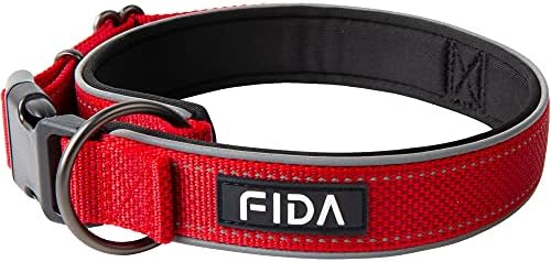 FIDA удобна јака за кучиња, надградена 360 ° целосна опкружувачка ултра мека неопрена, собрана, прилагодлива за прилагодување на тешката