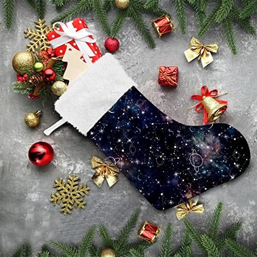 Божиќни чорапи ноќна планета starвезда Галакси бела плишана манжетна мерцеризирана кадифена семејна празник персонализиран голем декорација