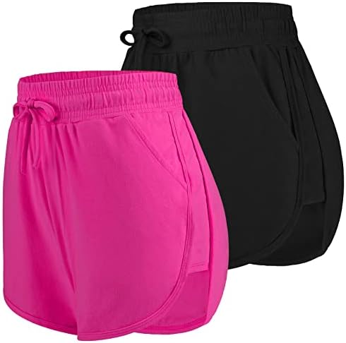Урато 2 пакет памук јога кратки жени летни теретани спортски спортови на половината со џебови