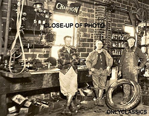 Самокласија 1912 сервисен гаража Механичар 8x12 Шампион за фотографии SparkPlug Sign Automobilia