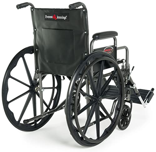 Everest & Jennings Advantage LX инвалидска количка, одвојливи полни раце и потпирачи за подножје, 18 седишта, боја на сребровеин