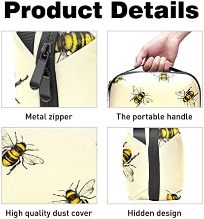 Симпатична Мед Пчела Гравирање Печатење Електроника Организатор, Кабел Кабел За Складирање Торба Водоотпорен За Домашно Патување, Електронски
